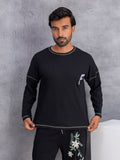 Men Brand Logo Round Neck Relaxed Fit T-shirt