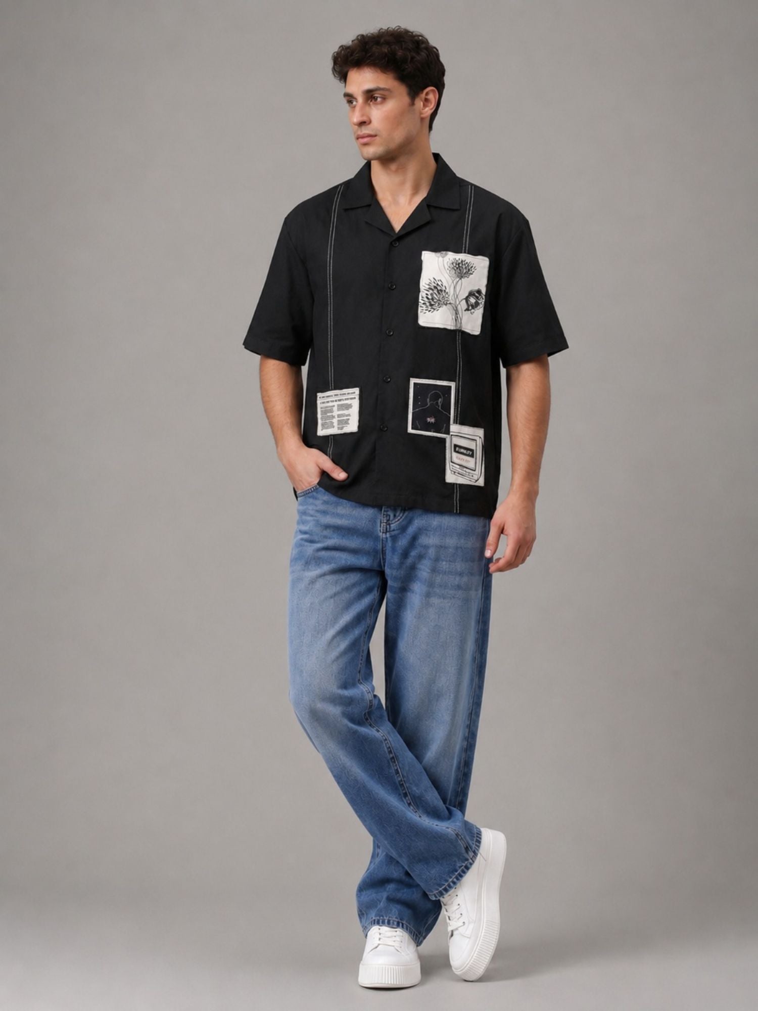 Monochrome Patchwork Shirt