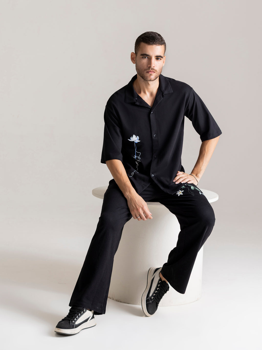Black Lotus Patchwork Shirt