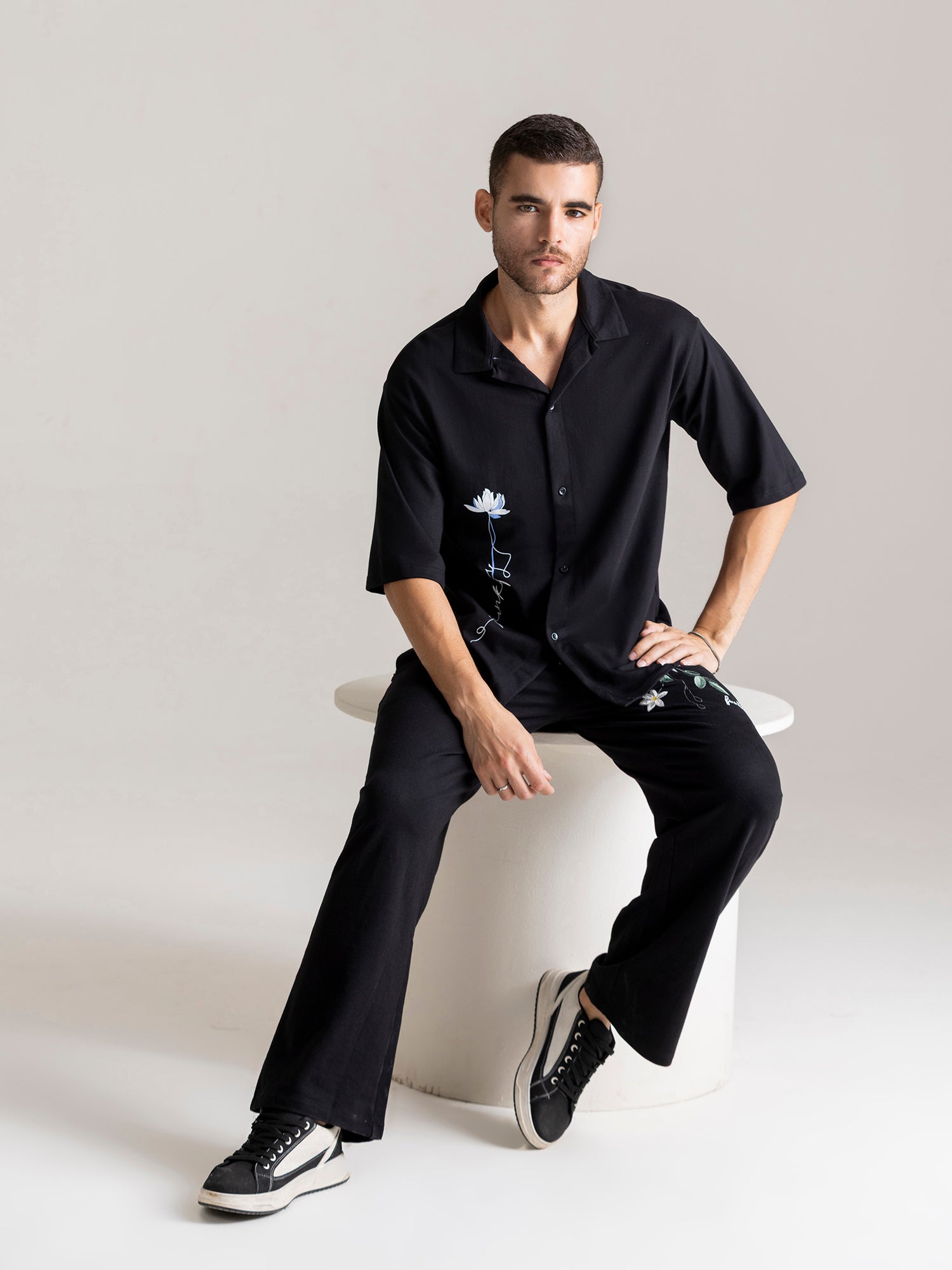 Black Lotus Patchwork Shirt