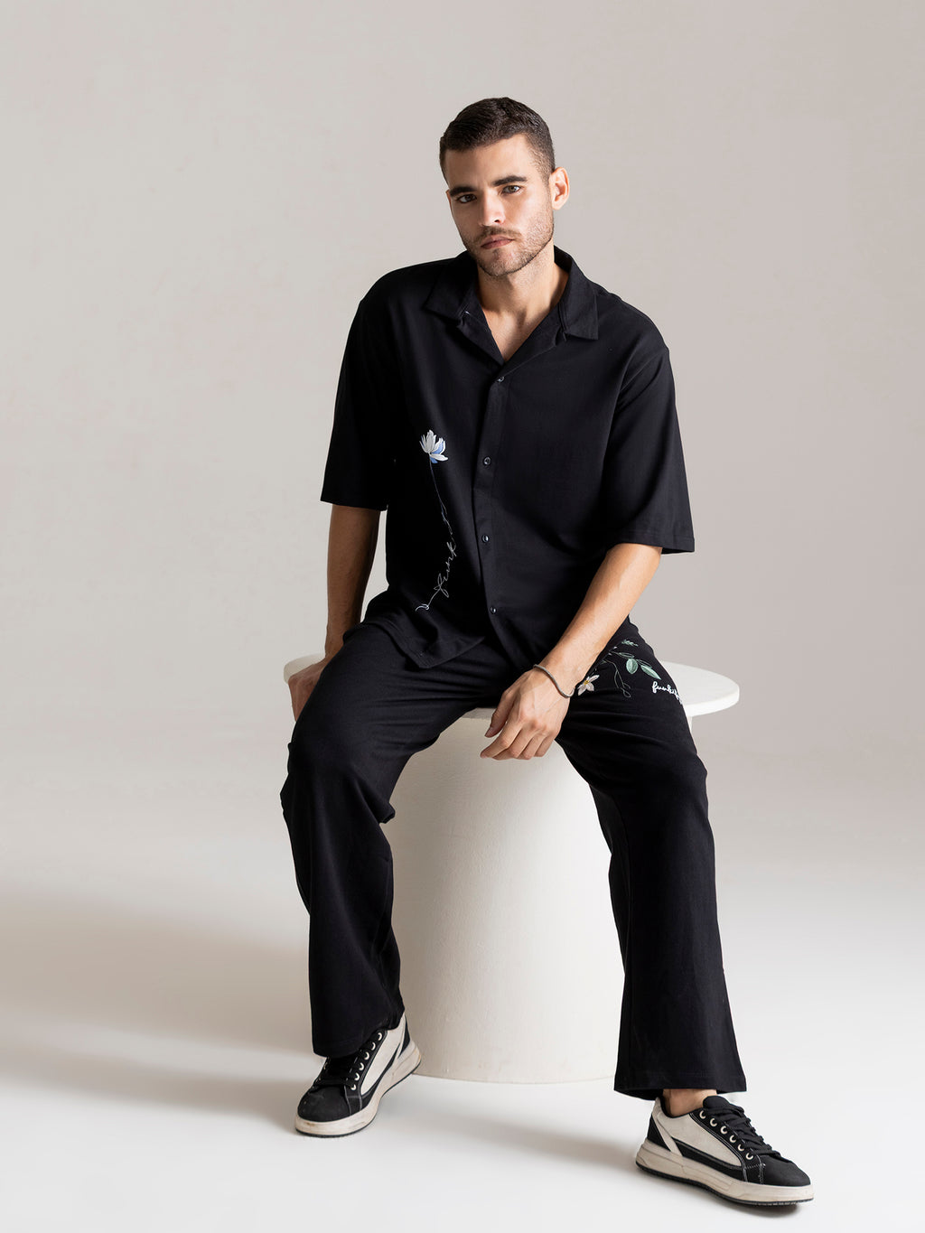 Black Lotus Patchwork Shirt