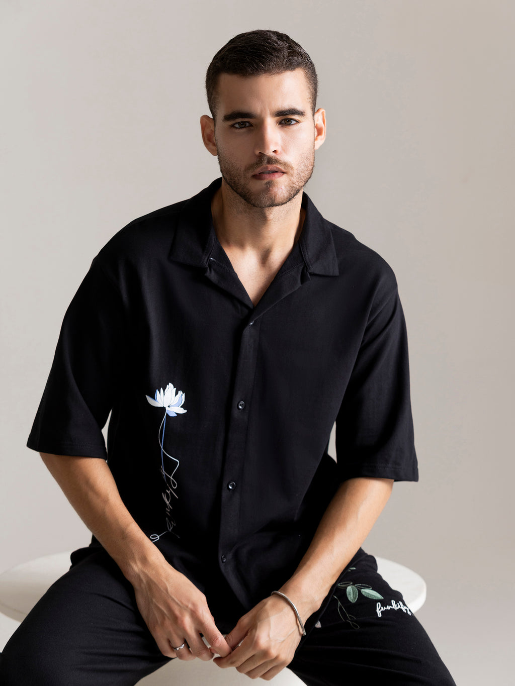 Black Lotus Patchwork Shirt