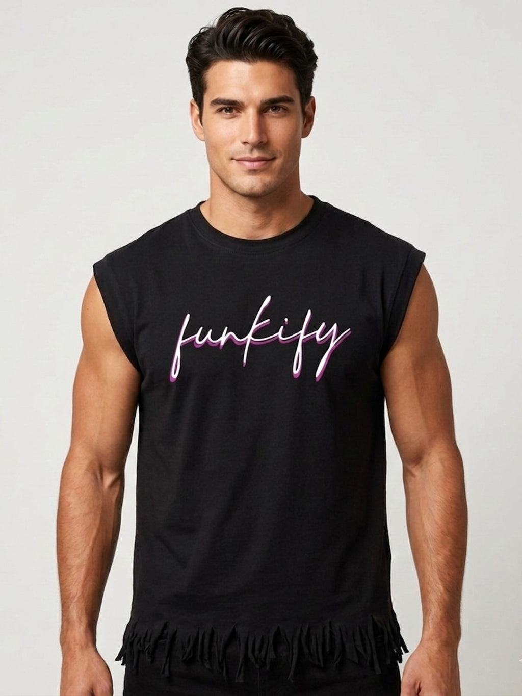 Black Printed Vest T-Shirts