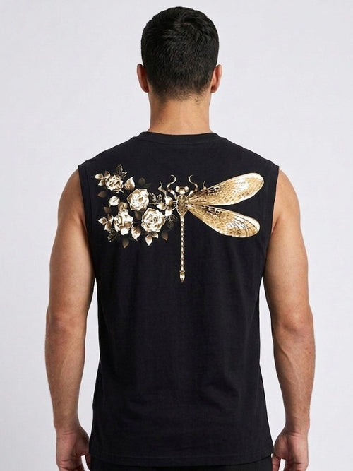Black Printed Vest T-Shirts