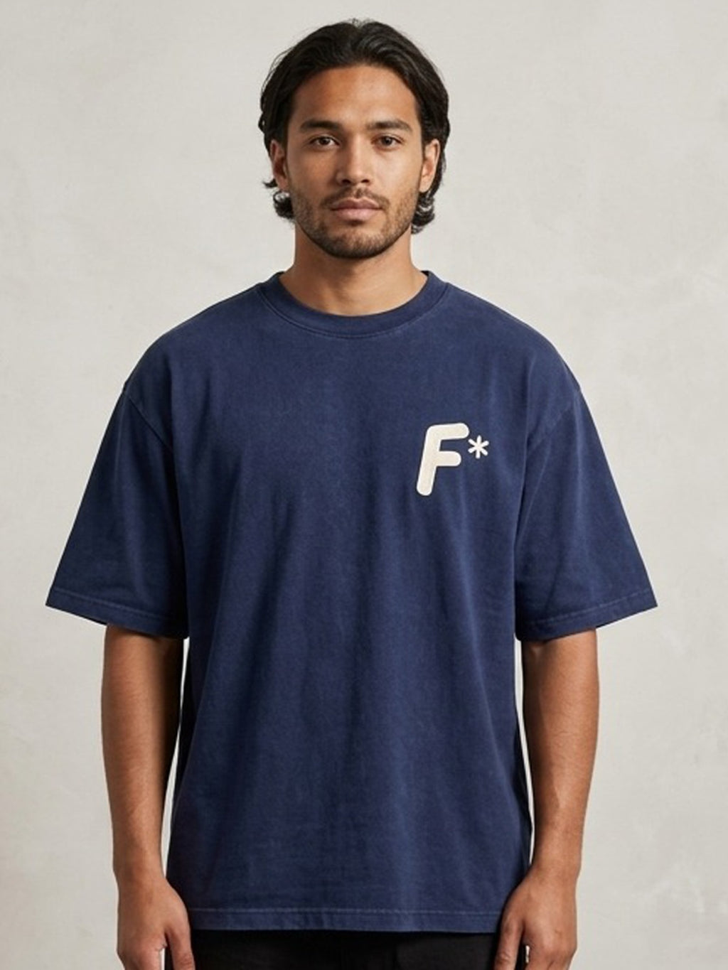 Blue Printed Oversized T-Shirt