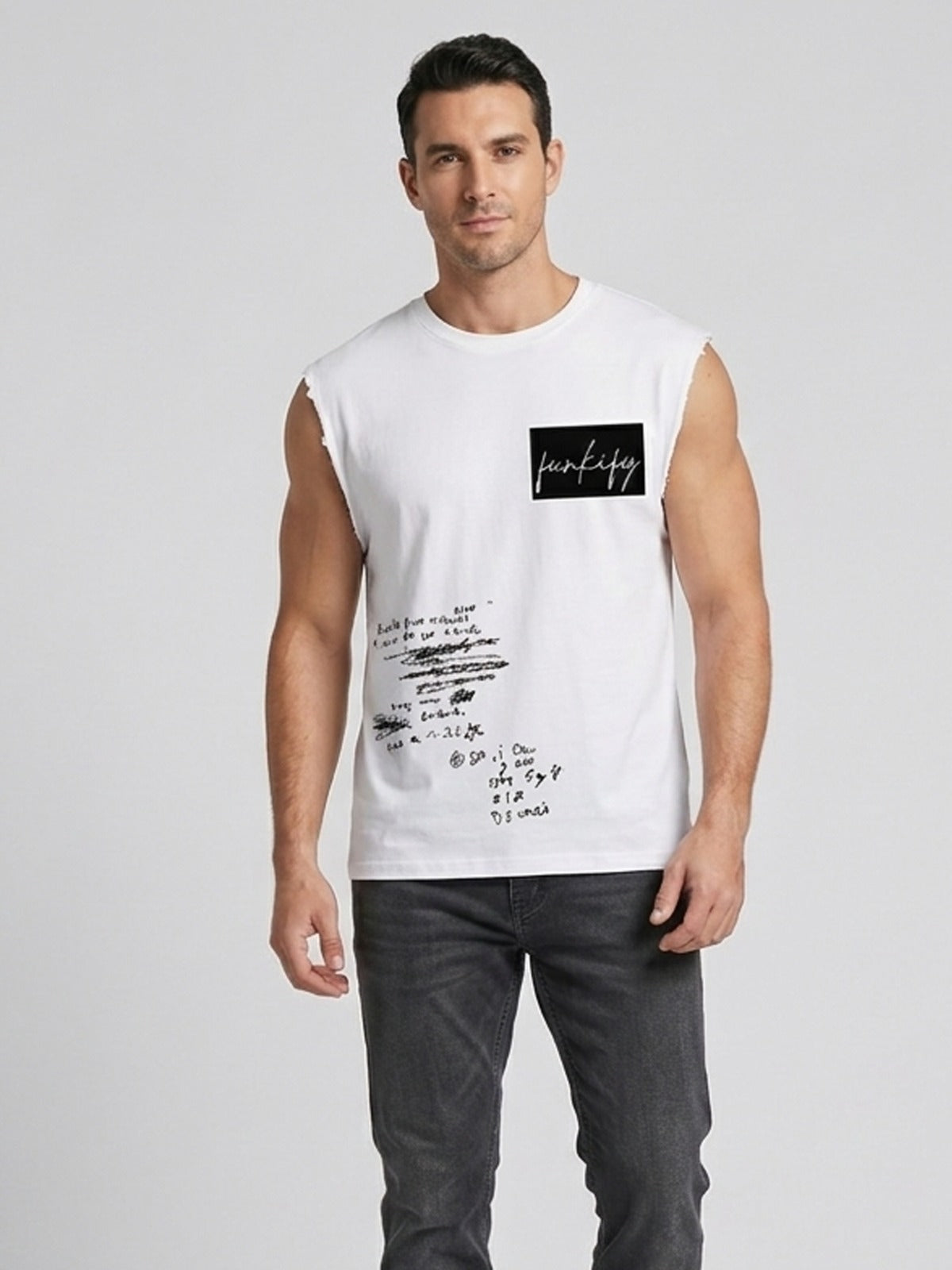 White Printed Vest T-Shirts