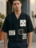 Black Printed Oversized Cuban Shirt