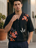 Black Printed Oversized Cuban Shirt