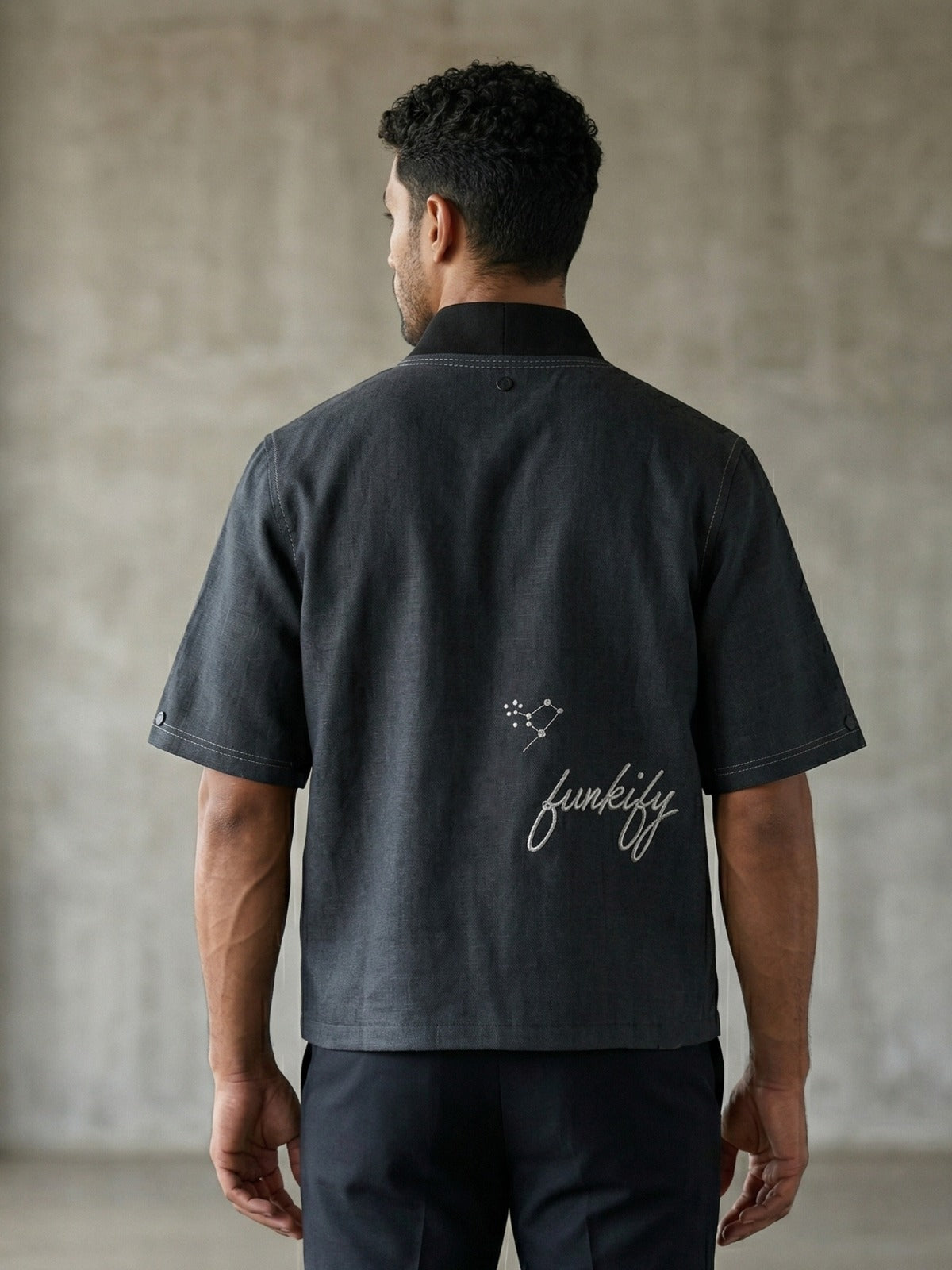 Grey Printed Oversized Cuban Shirt