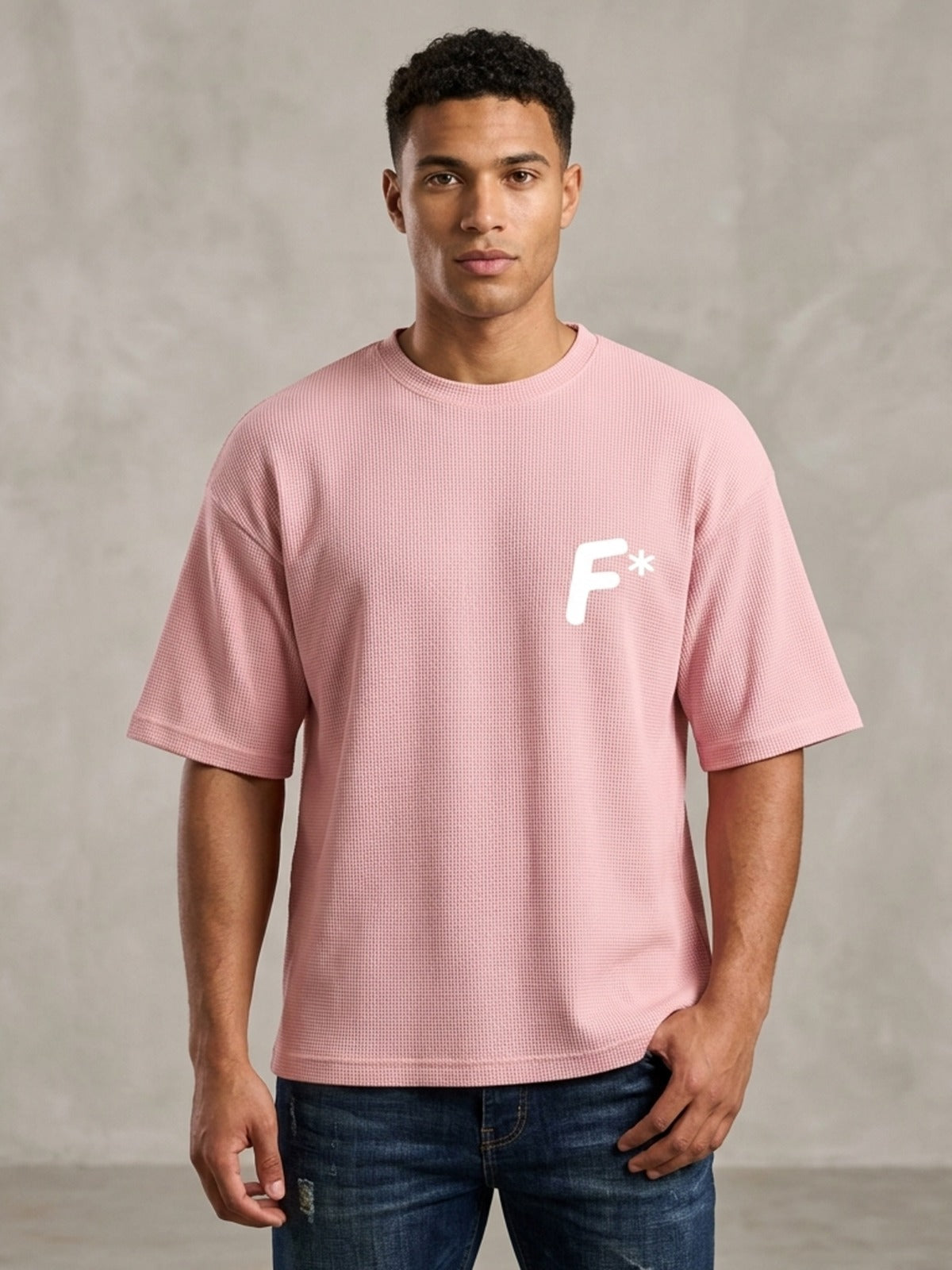 Waffle Knit Round Neck Button Tee