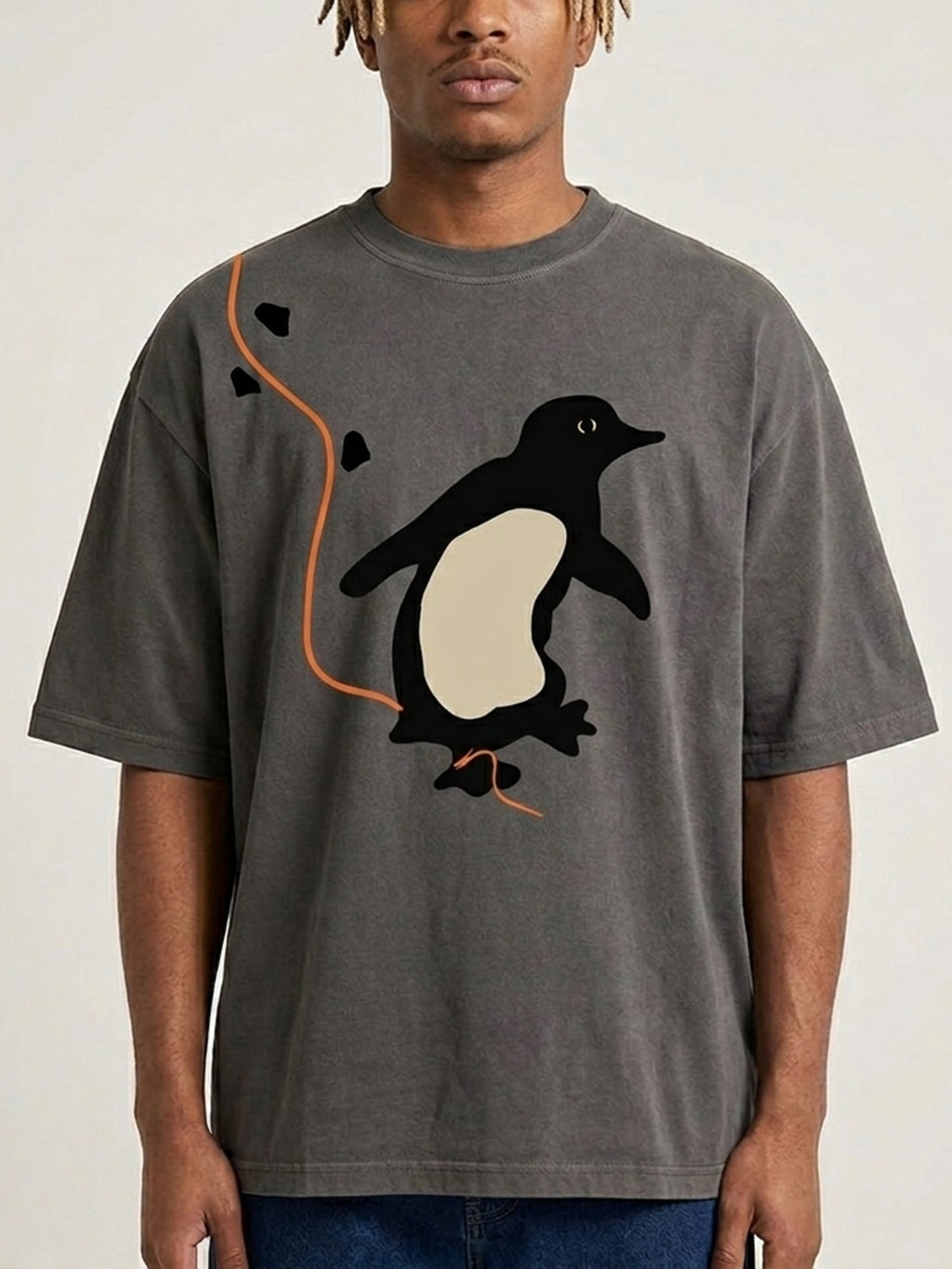 Black Printed Oversized T-shirt