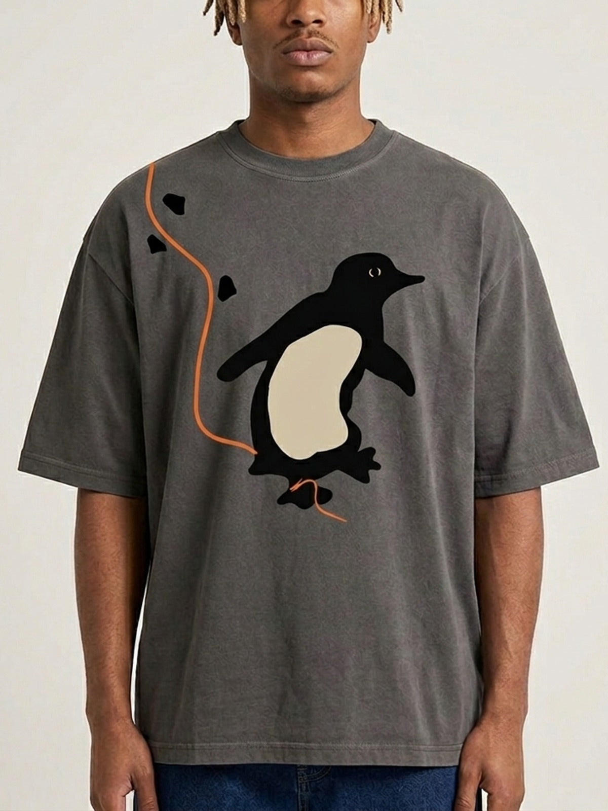 Black Printed Oversized T-shirt