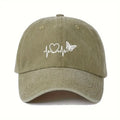 Funkify Washed Denim Cotton Cap with Embroidery – Adjustable Casual Cap