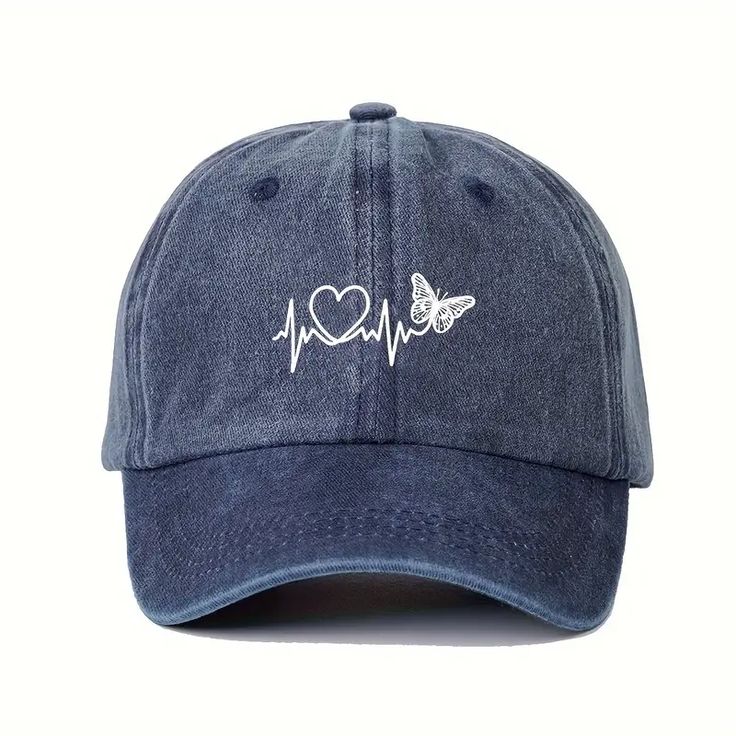 Funkify Washed Denim Cotton Cap with Embroidery – Adjustable Casual Cap
