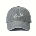 Funkify Washed Denim Cotton Cap with Embroidery – Adjustable Casual Cap