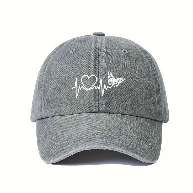 Funkify Washed Denim Cotton Cap with Embroidery – Adjustable Casual Cap