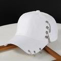 Funkify Washed Denim Cotton Cap with Embroidery & Chain Detail – Adjustable Casual Cap