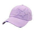 Vintage Distressed Star Motif Denim Cap