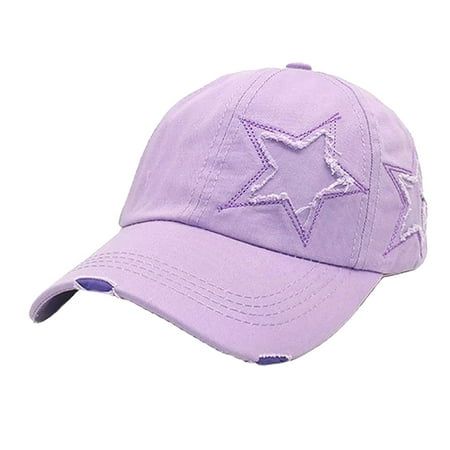 Vintage Distressed Star Motif Denim Cap