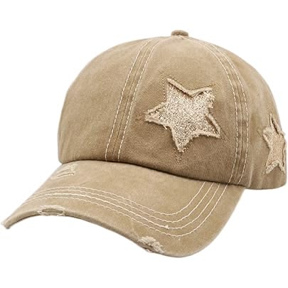 Vintage Distressed Star Motif Denim Cap