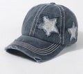 Vintage Distressed Star Motif Denim Cap