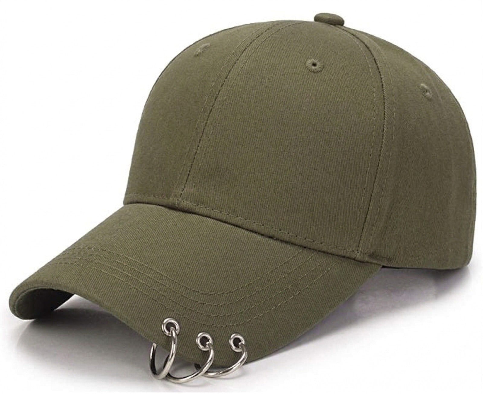 Edgy Ring Detail Curved Brim Cap