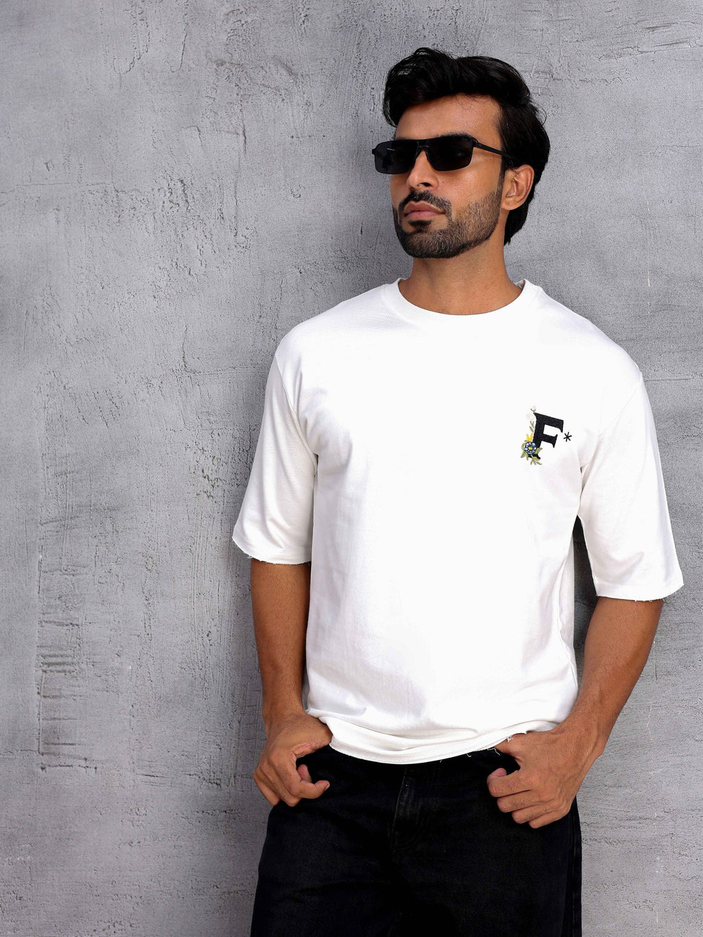 Men Floral Printed Drop-Shoulder Sleeves T-shirt